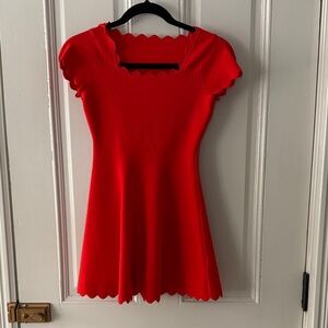 Milly Minis Red Scalloped Casual Dress